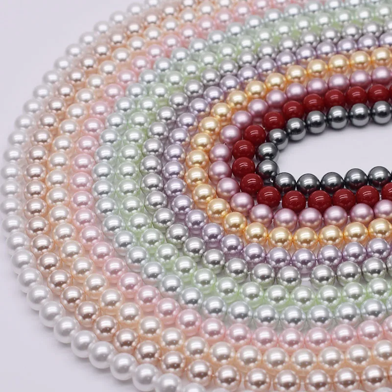 

New High Gloss 8mm Round Crystal Glass Beads Imitation Pearl Color Loose Spacer Beads for Jewelry Making DIY Necklace