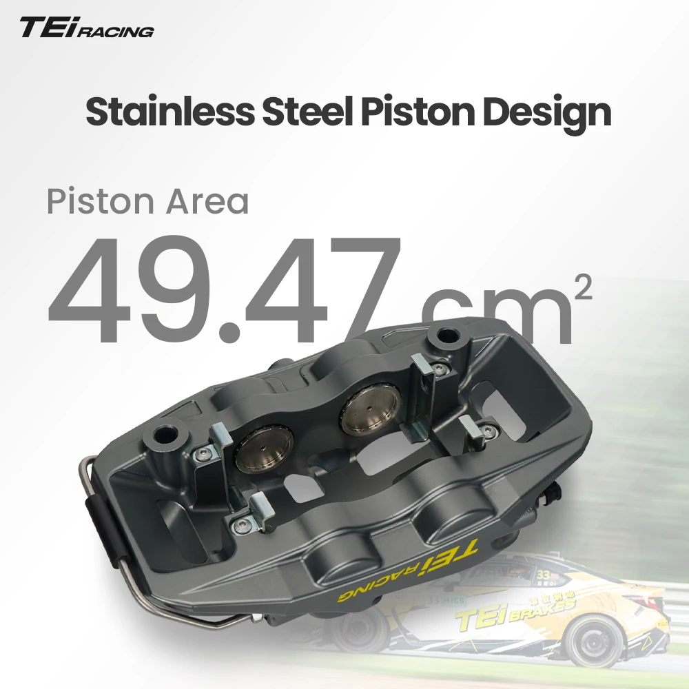 TEI GTS4 4 Piston Racing Brake Kit Aftermarket Auto Brake System Front Racing Brake Caliper for 17 / 18 Inches Rim Car