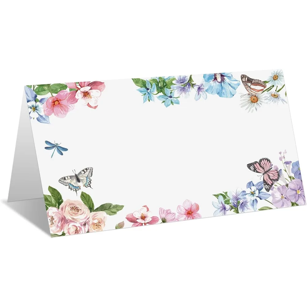 

Place Cards for Butterfly Floral Party, Editable Name Place Cards, Seating Place Cards for Tables, Tent Style Cards for Wedding,