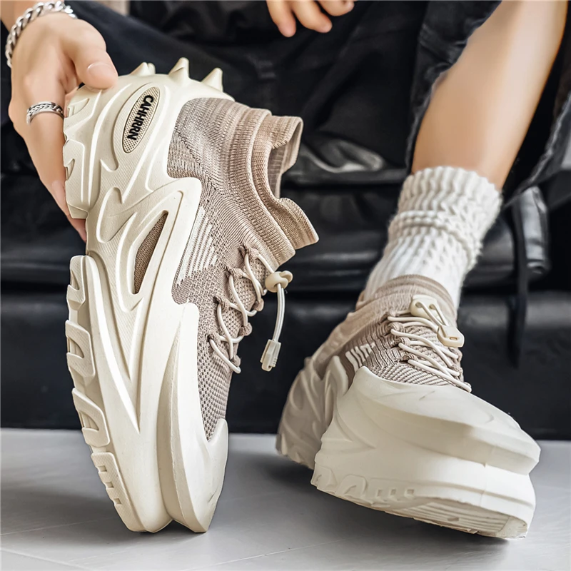 Men's Breathable Running Shoes 2026 New Style Casual Mesh Sneakers Anti-slip Sport Socks Shoes Comfortable Low Top Fashion