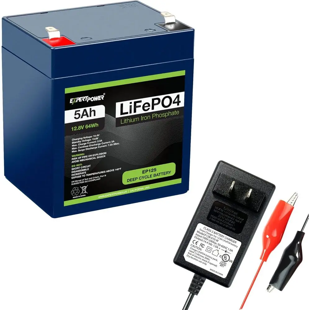 

Battery & Charger Bundle - 12V 1A Charger / 12V 5Ah Battery Lithium LiFePO4