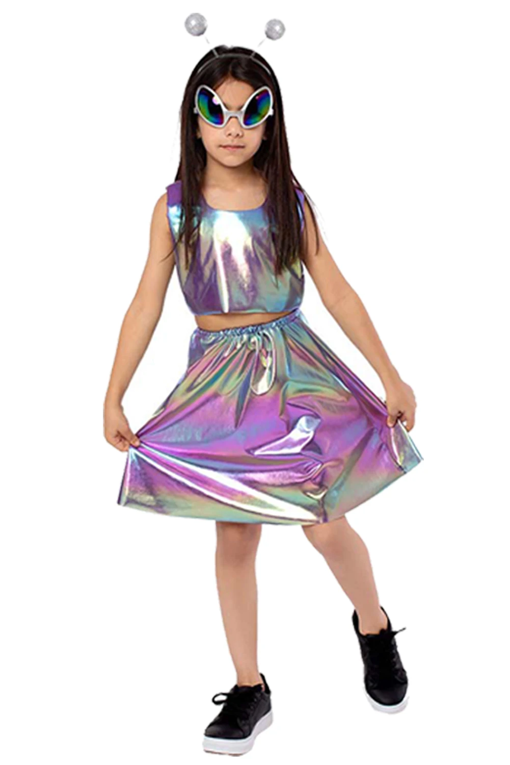 

Wholesale Cute Alien Cosplay Role Play Child Girls Skirt Headband Glasses Cartoon Stage Costume Kids Roleplay Fantasia Outfits