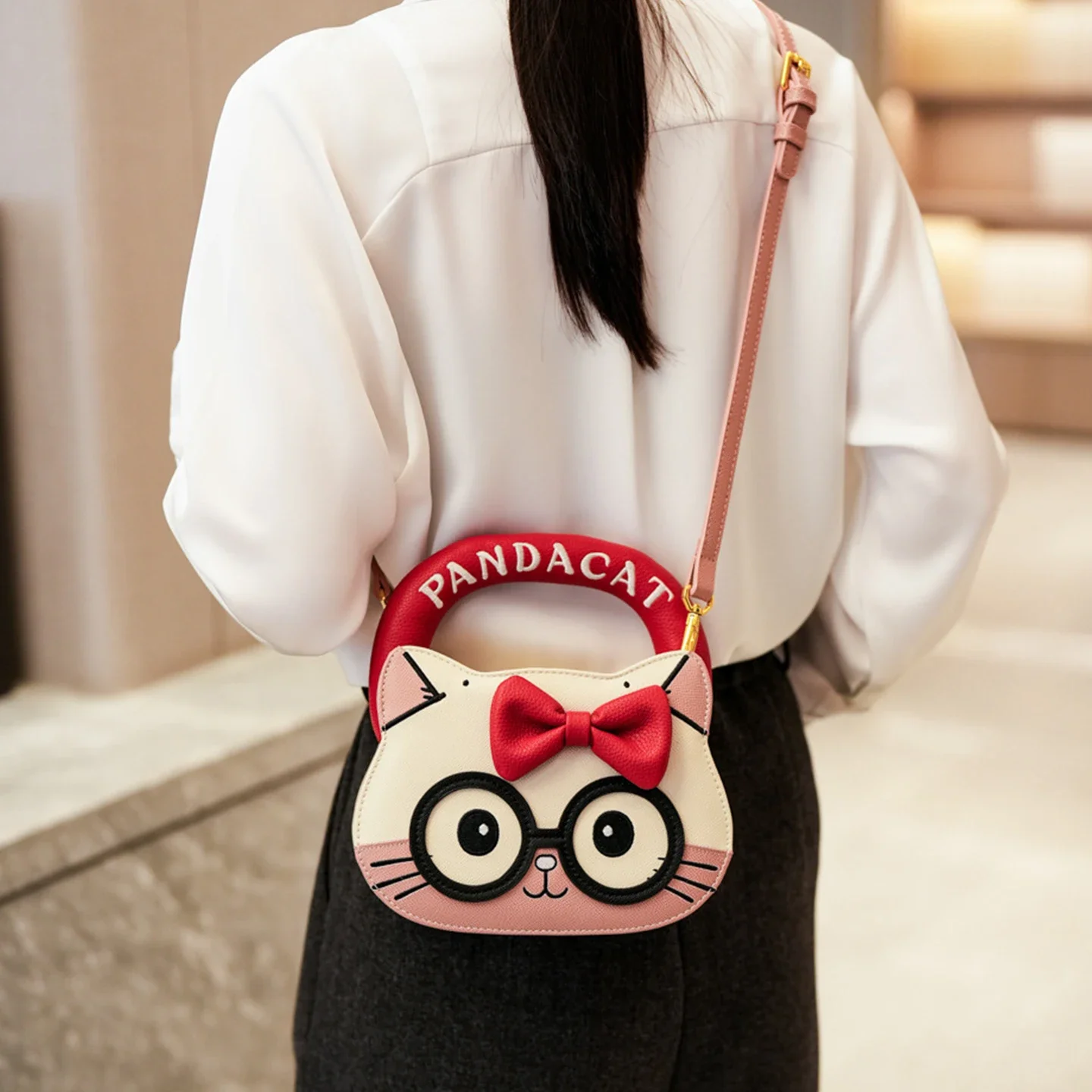 

Мини-сумка с милым котиком, многофункциональная женская сумка через плечо, кошелек для хранения помады, телефона, духов, сумка для девочек