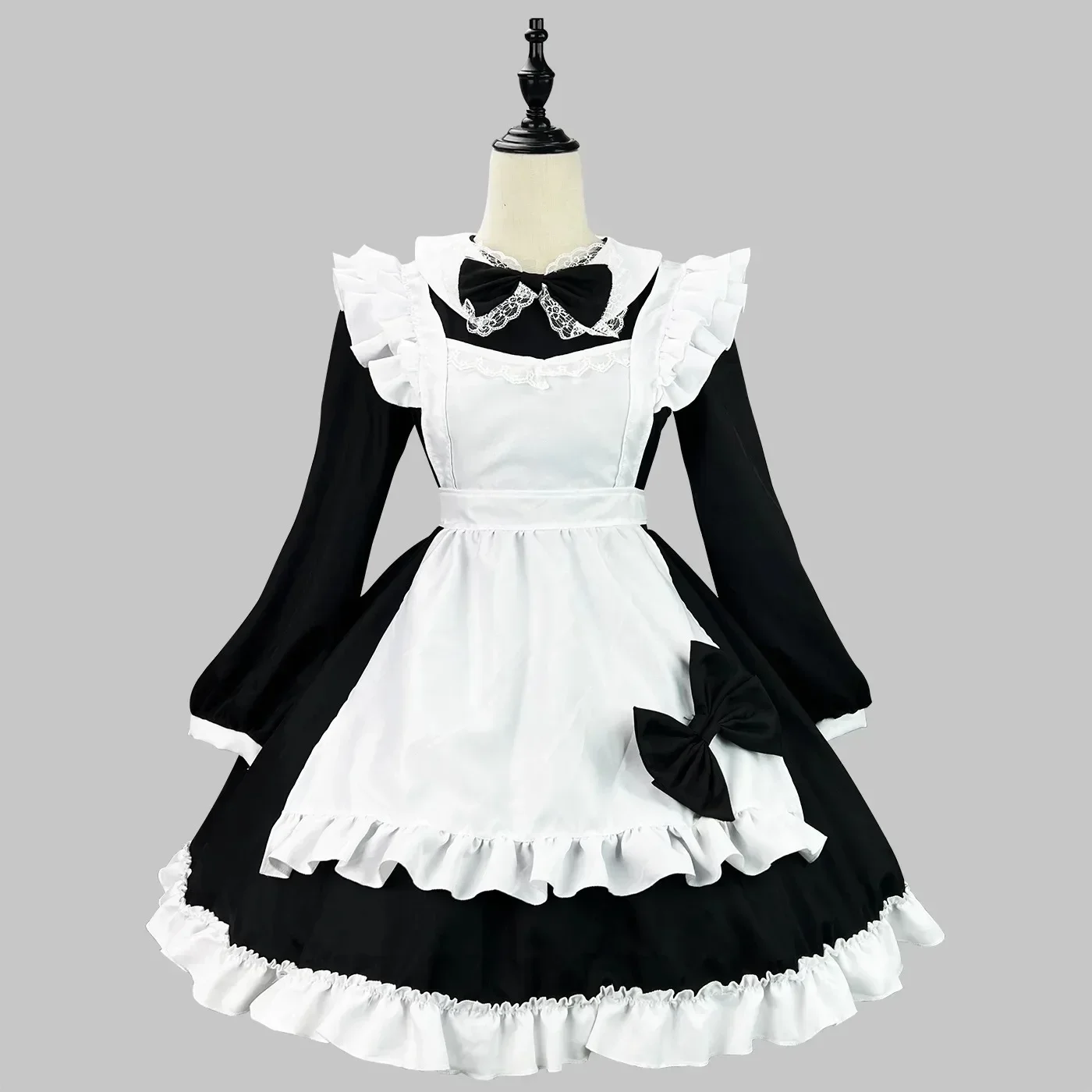 CosplayLolita falda disfraz de sirvienta Cosplay lindo vestido Sexy de manga larga disfraz de Halloween ropa de Anime con delantal falda mascota S-5