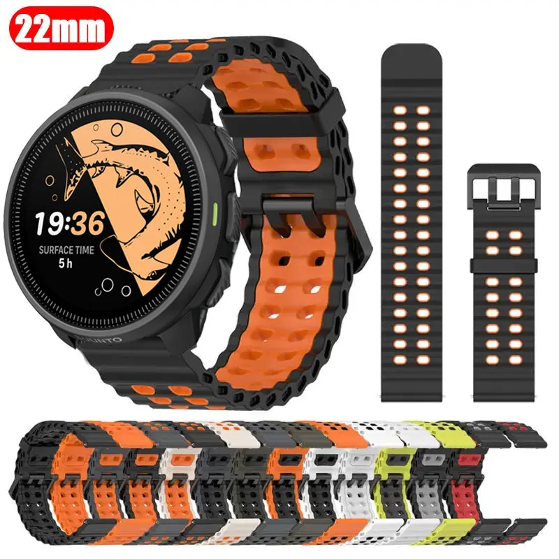 22 mm atmungsaktives Silikonband für SUUNTO Nautic S Armband Sportarmband für Suunto Race 2/S/Vertical 2 1/Suunto 5 9 Peak Pro DLC