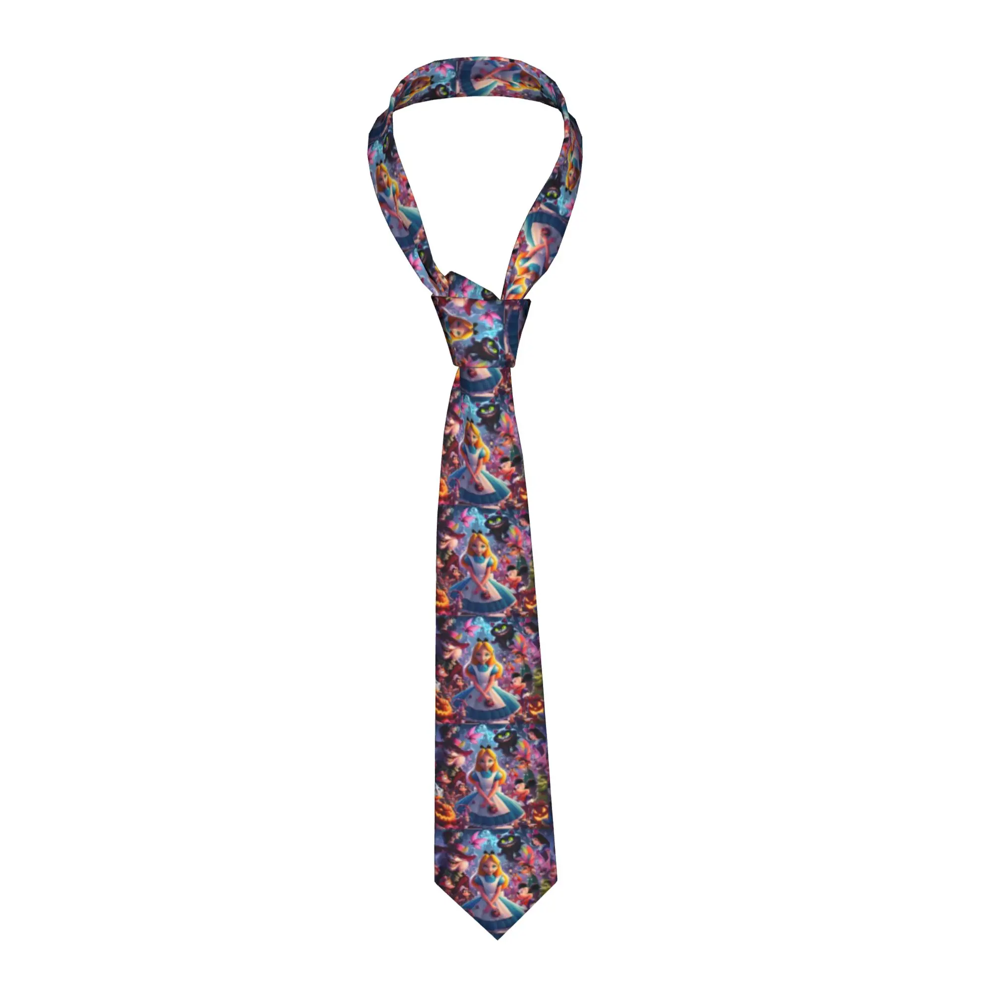 

Модный галстук «Алиса в стране чудес» для мужчин, персонализированный шелковый галстук для вечеринок