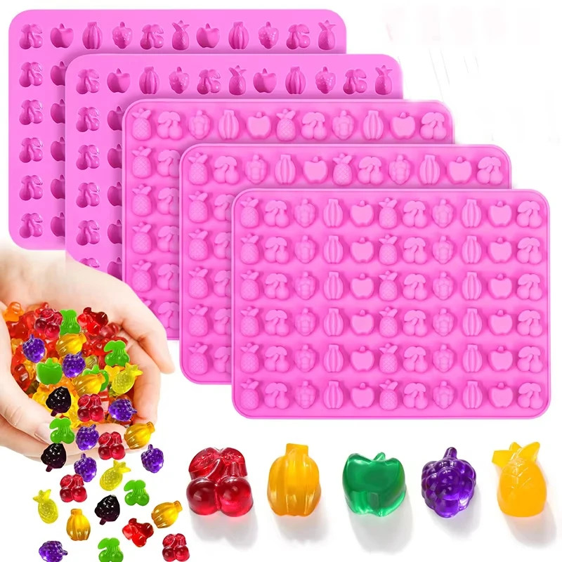 Fruit Snack Molds Silicone Bpa Free, Gummy Candy Chocolate Mold For Kids, Including Pineapple, Banana, Cherry, Apple,Grape Shape