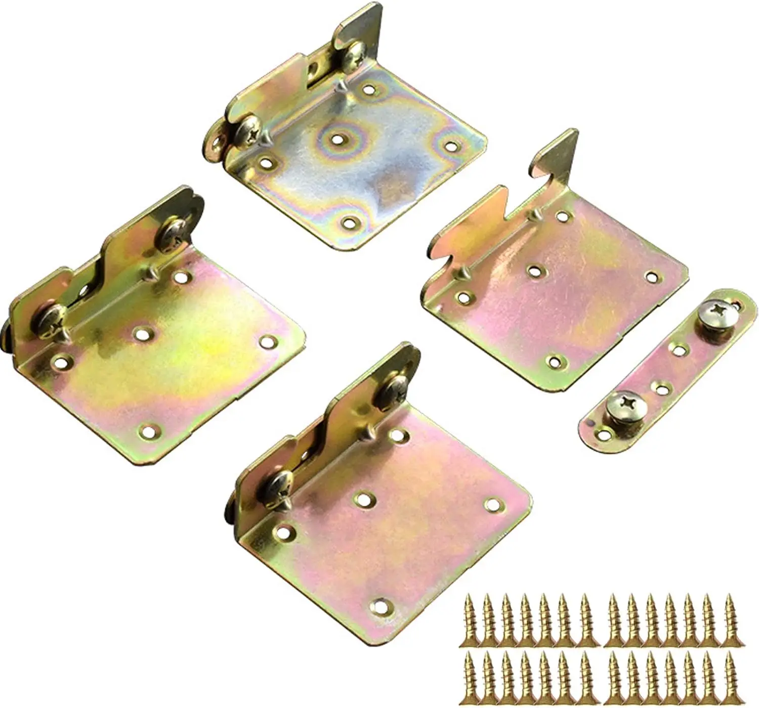 

4Pcs Premium Heavy Duty Non-Mortise Bed Rail Fittings Wood Bed Rail Bracket, Headboards And Foot-Boards With Screws