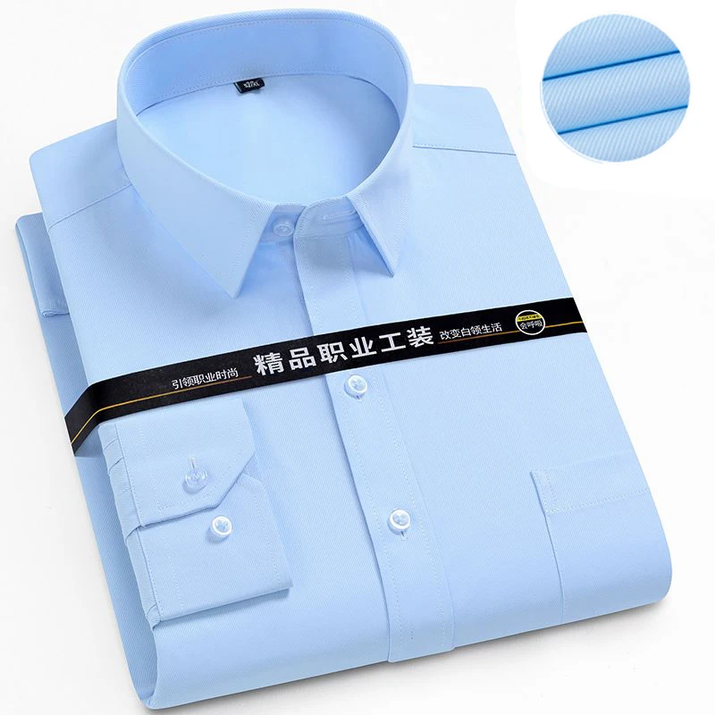 Plus Size Men Business Formal Dress Shirt Long / Short Sleeve Regular Fit Solid Male Casual Social Office Wedding Shirts White