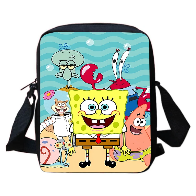 Gąbkowe torby szkolne z kreskówek dla chłopców i dziewcząt, torby na ramię z anime Anime Prints School Crossbody Bags, Child Messenger Satchel