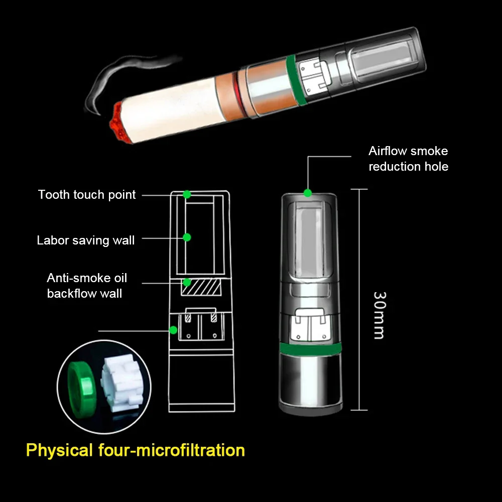 Medical disposable tobacco filter with heat exchanger, reduced tar filter, 100 pieces