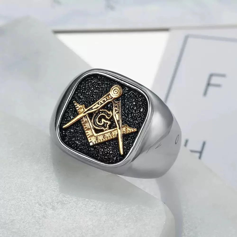 FREE MASON Ring For Man 316L Stainless Steel Jewellery Size 7-15