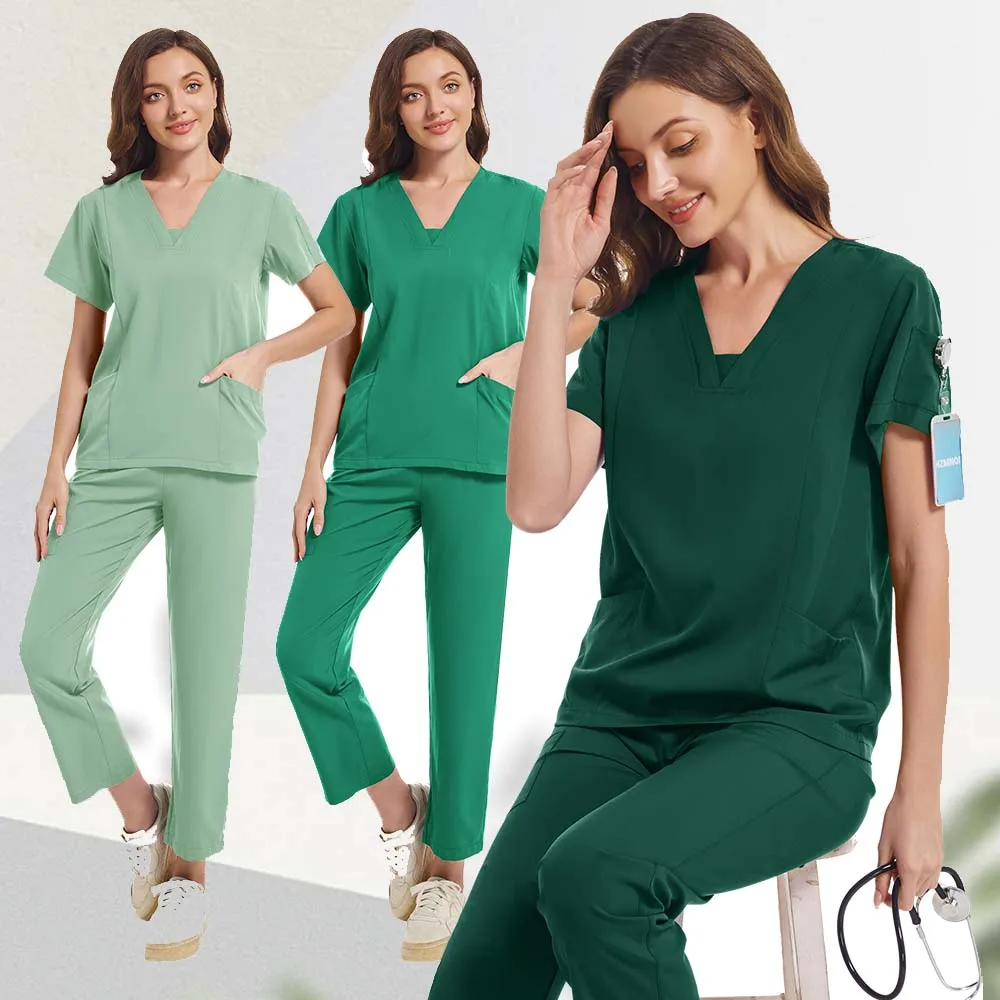 

Breathable Thinness New Slim Operating Room Medical Uniform Set Short-sleeved Nurse Nursing Accessories Surgical Gown