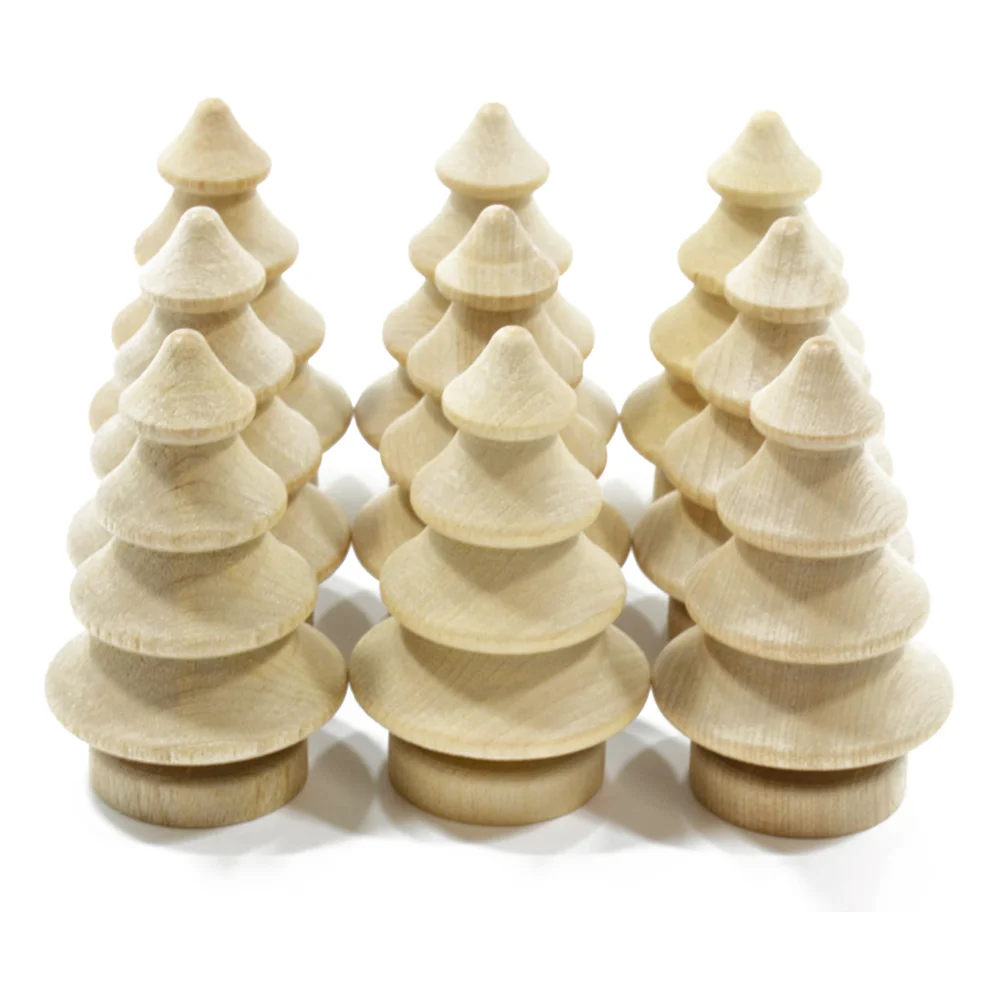 20pcs Creative and Fashion Blank DIY Wooden Christmas Tree Peg Dolls Party Cake Toppers DIY Cake Topper