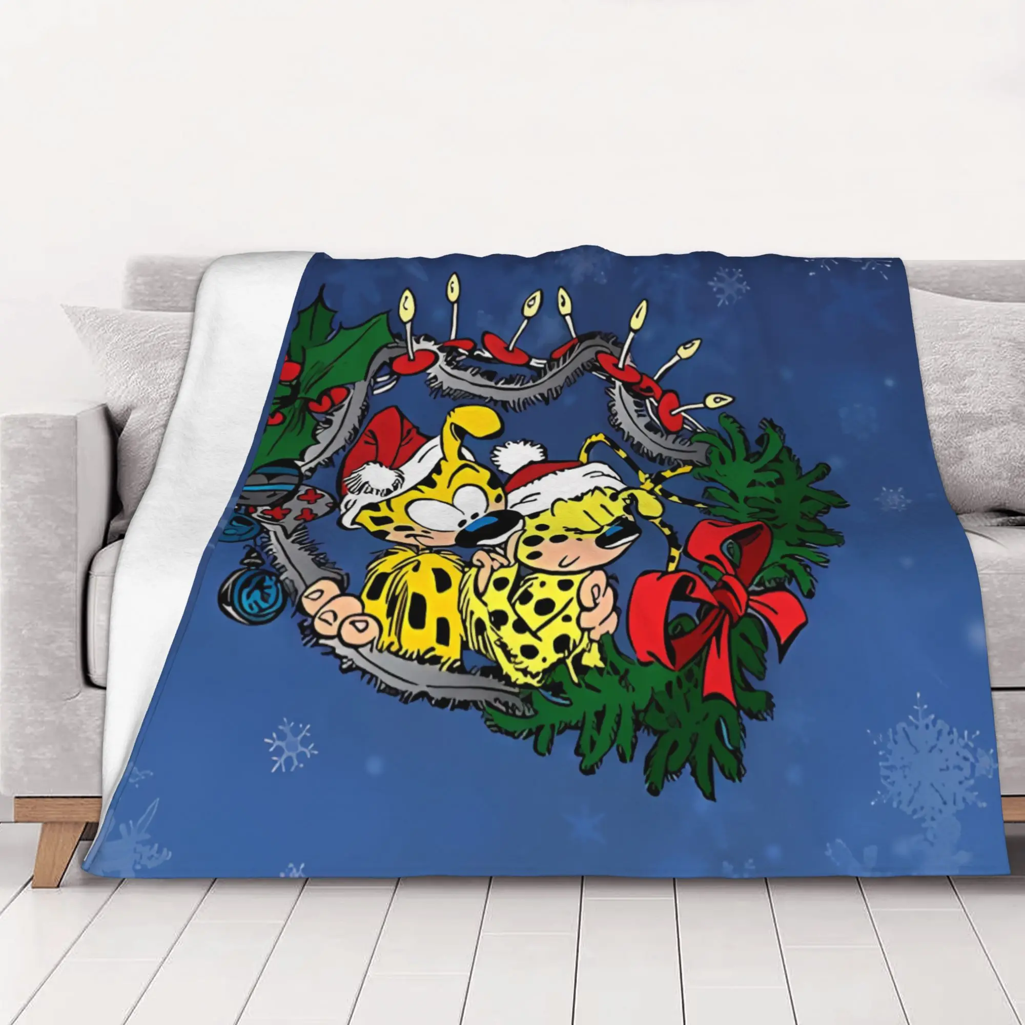 1PC Christmas  Dark Marsupilami home room decorations Winter Blankets for Adults Bedding Home Interior Sofa Knee