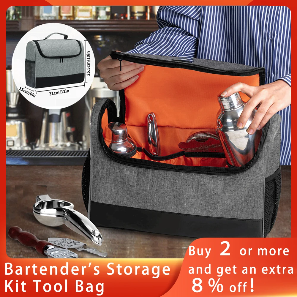 Bartender\'s Bar Bag Portable Bartender\'s Carrying Case with Handle Bartender\'s Toolkit Home Bar Accessories Traveling Bartender