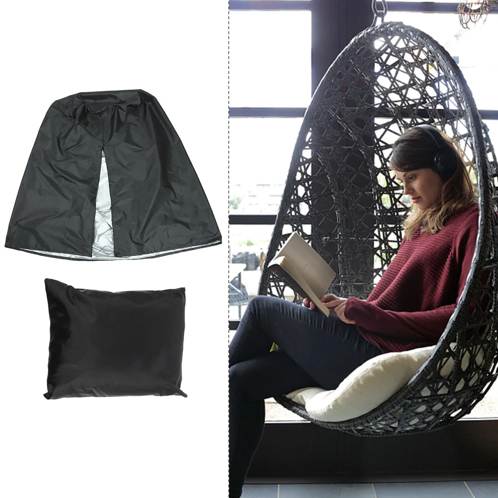 1Pcs Premium Waterproof Egg Chair Cover with Zipper Heavy-Duty Outdoor Indoor Swing Chair Protector All-Season Dust Rain Sun