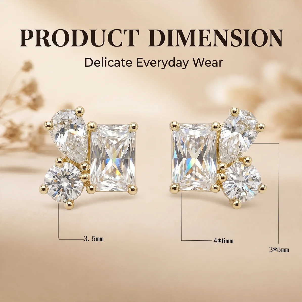Moonmory Minimalistische Luxusmarken Birnen-, Marquise- und Rundschliff Zirkon-Ohrringe für Frauen 5A 14K Doppelt Vergoldeter Schmuck Geschenk – Detail 7
