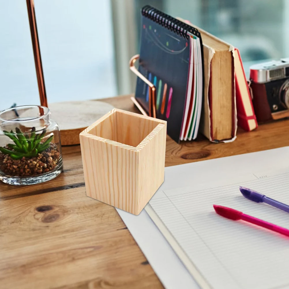 

Pine Pen Holder Diy Holders Container Succulent for Desk Organizers Rustic Office Pencil Stationery Brush