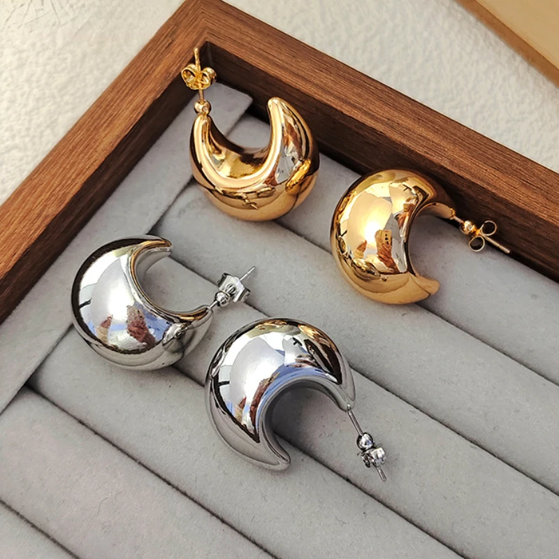 Modern Jewelry Popular Design Smooth Ruond Earrings For Women Female 2024 Trend New Cool Trend Ear Accessories image 3