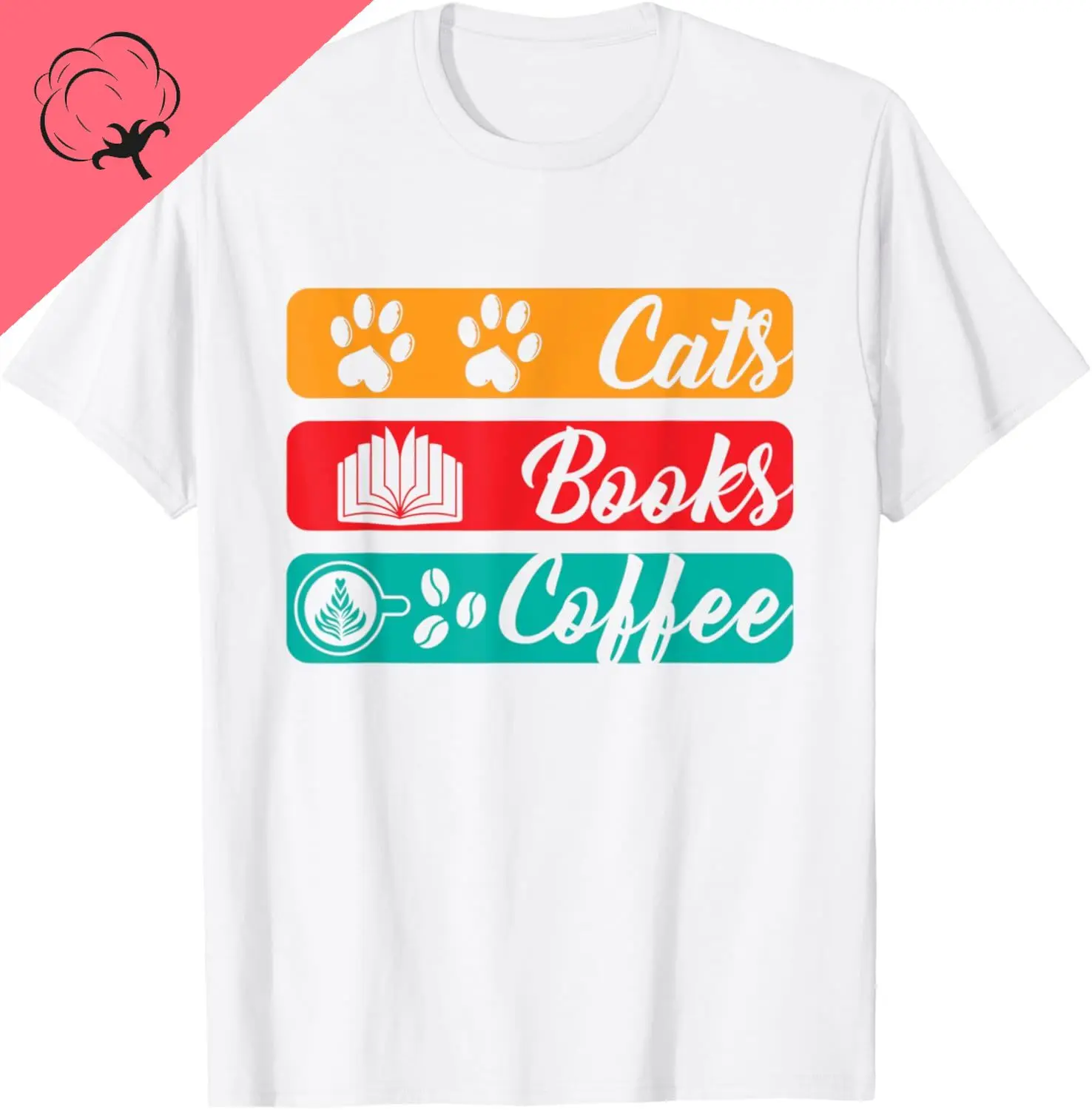 Cats Books and Coffee Shirt Cats Books and Coffee T-Shirt Cotton Unisex Summer Soft Tops Graphic T Shirts Camisetas