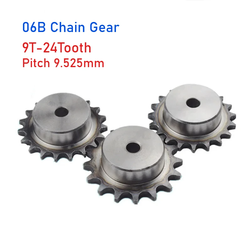 1 قطعة 06B سلسلة والعتاد 9T/10T/11T/12T/13T/14T-24 الأسنان الصناعية محرك عجلة ضرس A3 الصلب سلسلة والعتاد الملعب 9.525 مللي متر