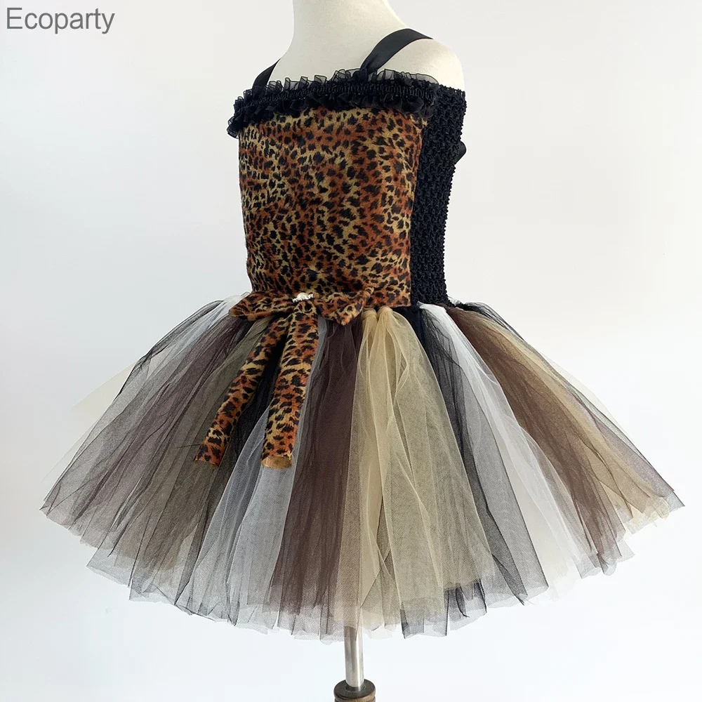 Leopard Girls Tutu Dress Outfit Zoo Animal Kid Cosplay Costumes Toddler Baby Girl Performance Birthday Jungle Party Dresses