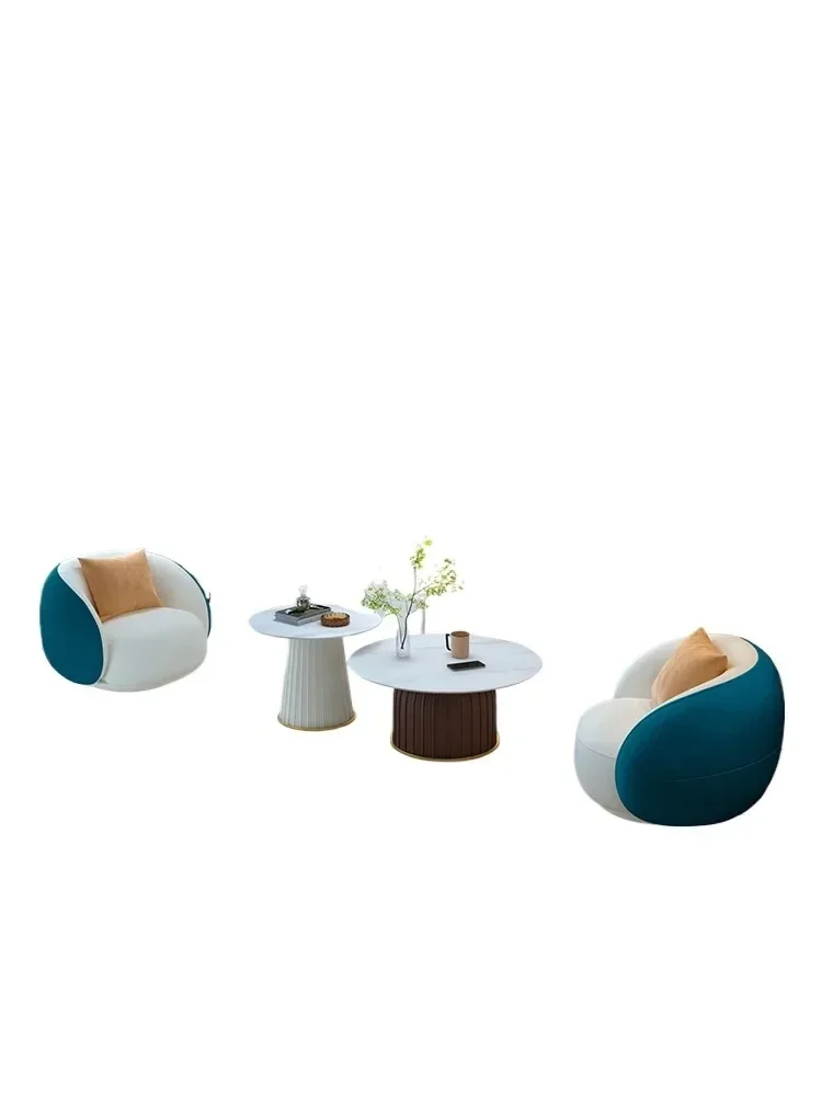 Blue sofa living room 2025 new modern simple curved technology fabric combination small apartment sofa 4 people