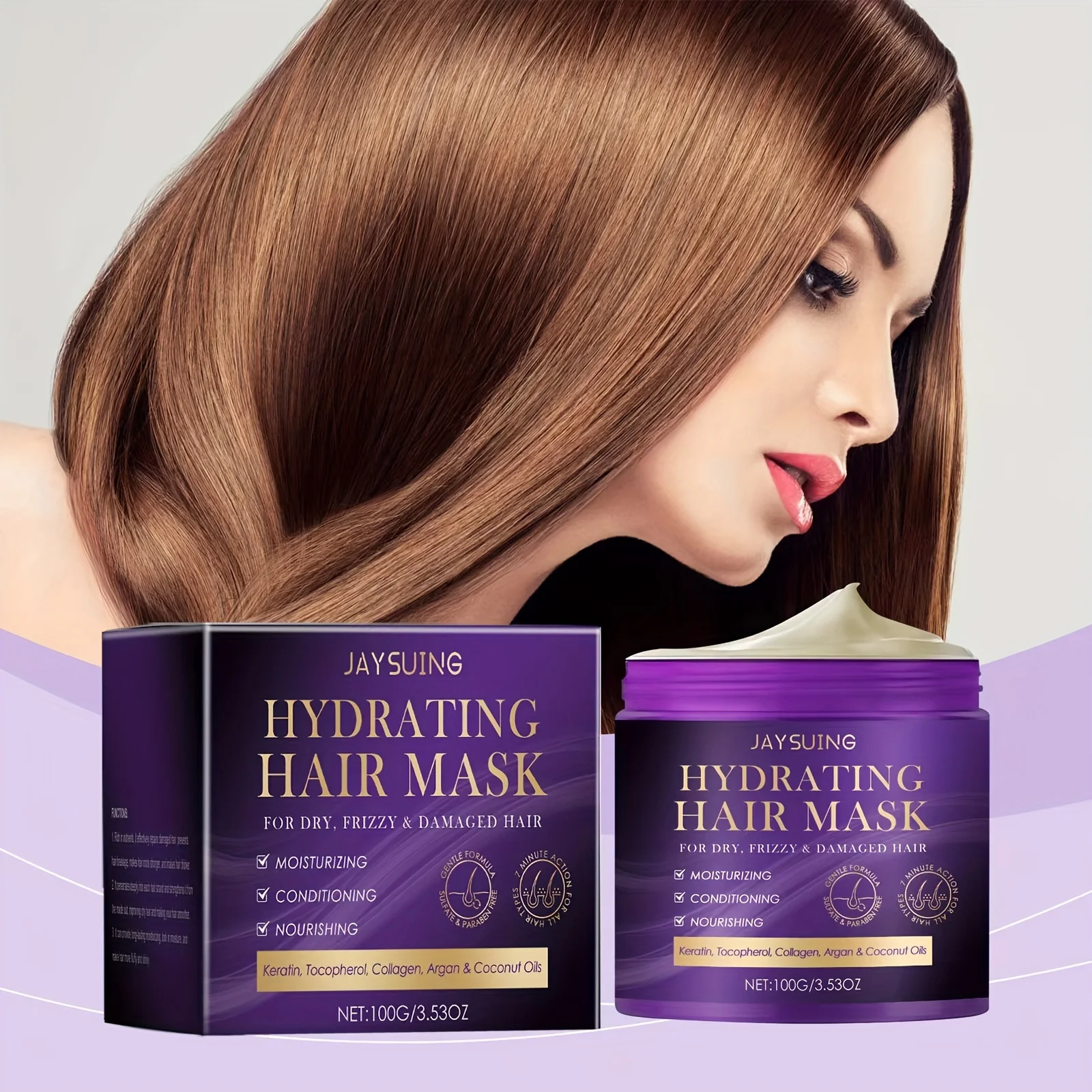 

100g Moisturizing Hair Care Mask, nourishes and nourishes hair with hydration and fluffiness, effectively fills gaps, and revita