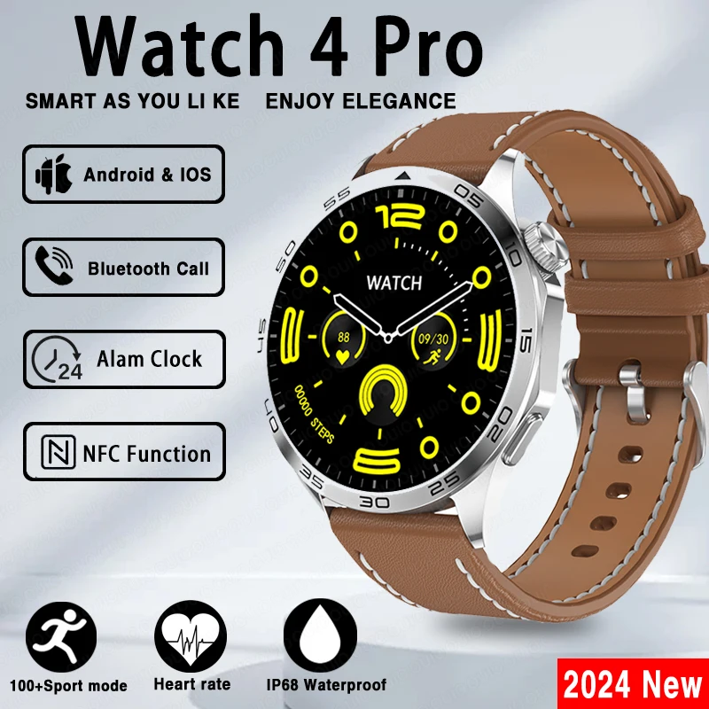 2024 New For Huawei Xiaomi GT5 Pro Smart Watch Men NFC GPS Tracker AMOLED 466*466 HD Screen Heart Rate Bluetooth Call SmartWatch