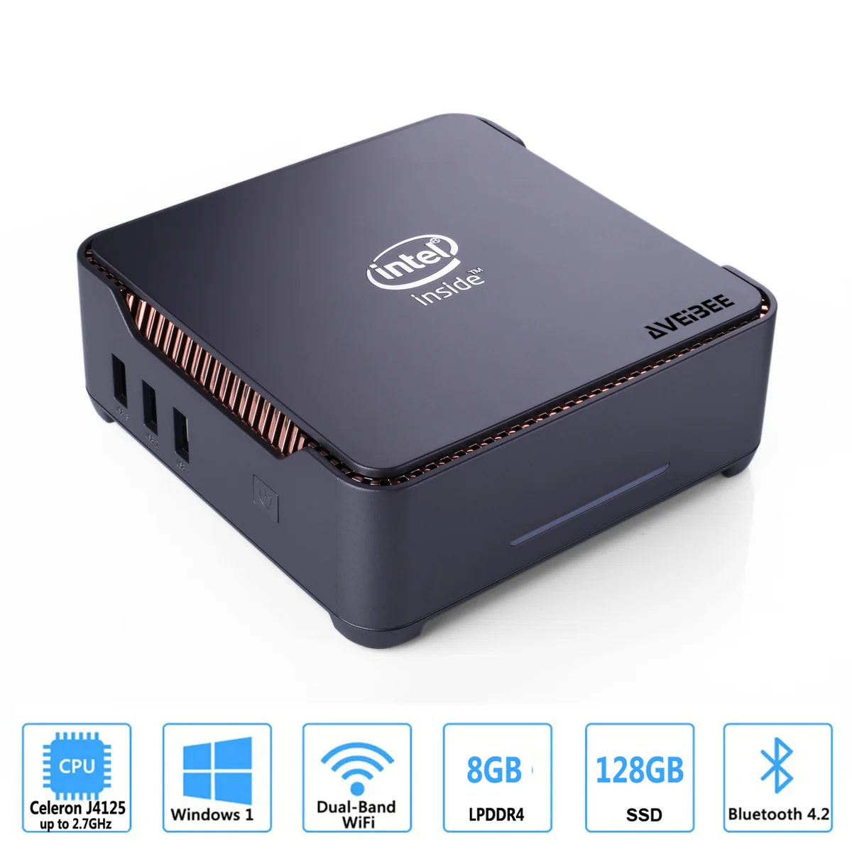 Aveibee mini pc gk3v intel celeron j4125 8gb ddr4 128gb/256gb windows 10 win 11 gamer do computador 4k 60hz hdmi vga minipc