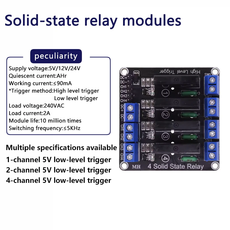1 2 4 Channel 5V 12V 24V DC Relay Module Solid State High Level SSR AVR DSP G3MB-202P Relay 250V 2 for Arduino Raspbery pi
