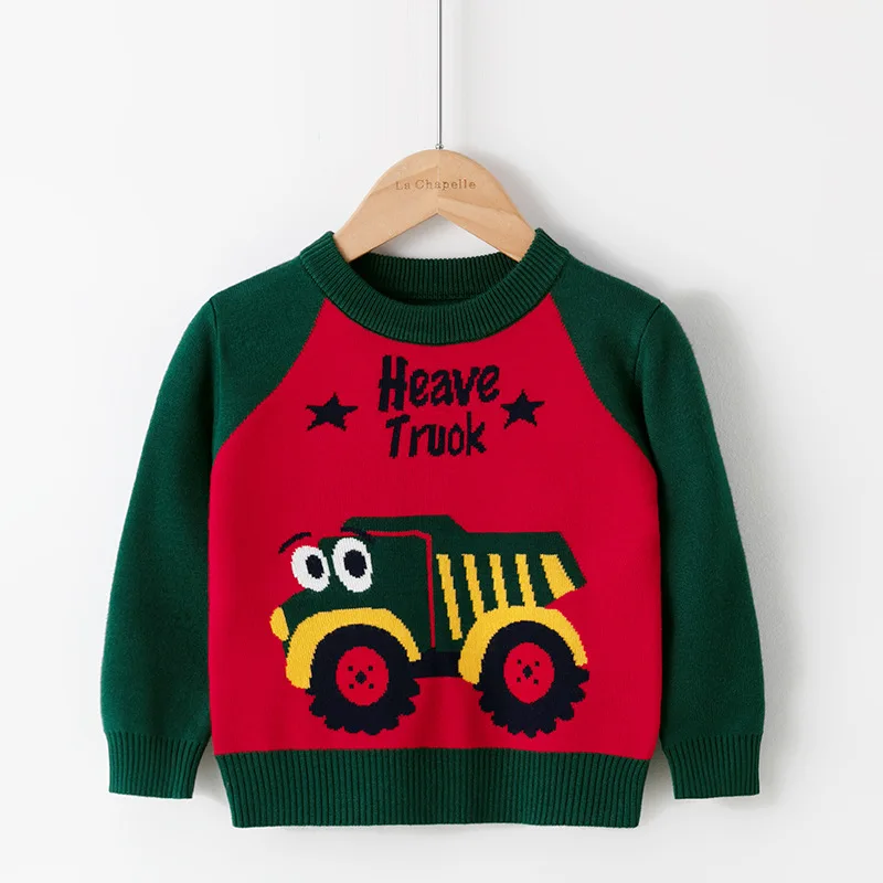 Factory direct sales autumn and winter new Korean children's sweaters cartoon truck boys baby bottoming knitted sweater pullove
