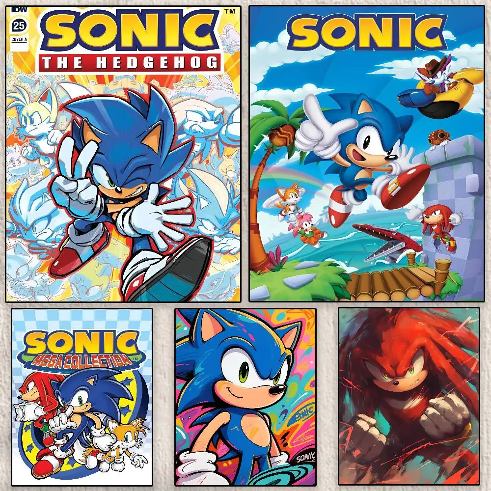 

Anime Cartoon S-Sonics Game Poster Modern Waterproof HD Wall Art Decal Self-Adhesive Aesthetic Decor for Home Living Room Bedroo