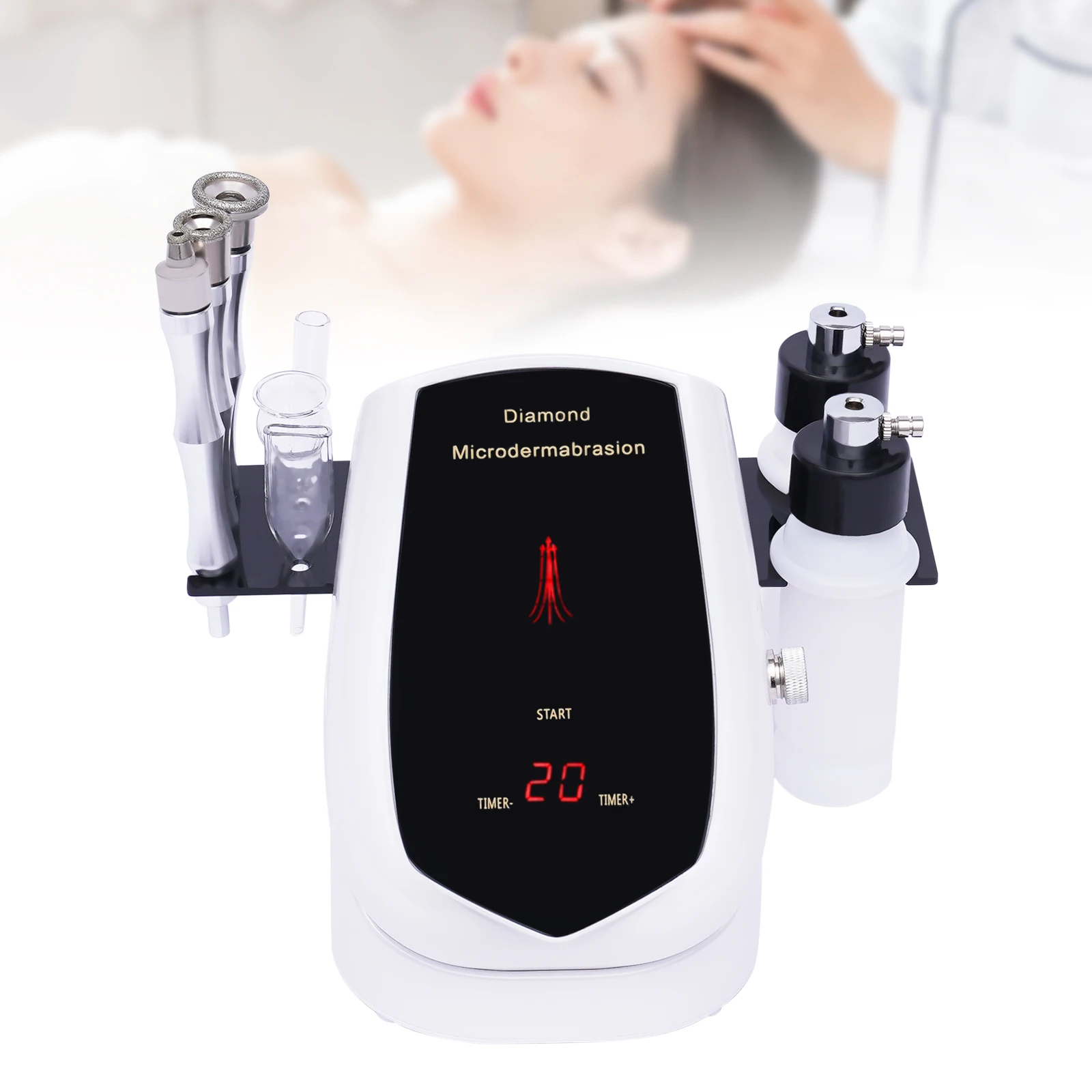 Dermabrasion Facial Machine 3 in 1 Diamond Microdermabrasion Machine with Touch Screen and 9 Micro-Sculpting Heads