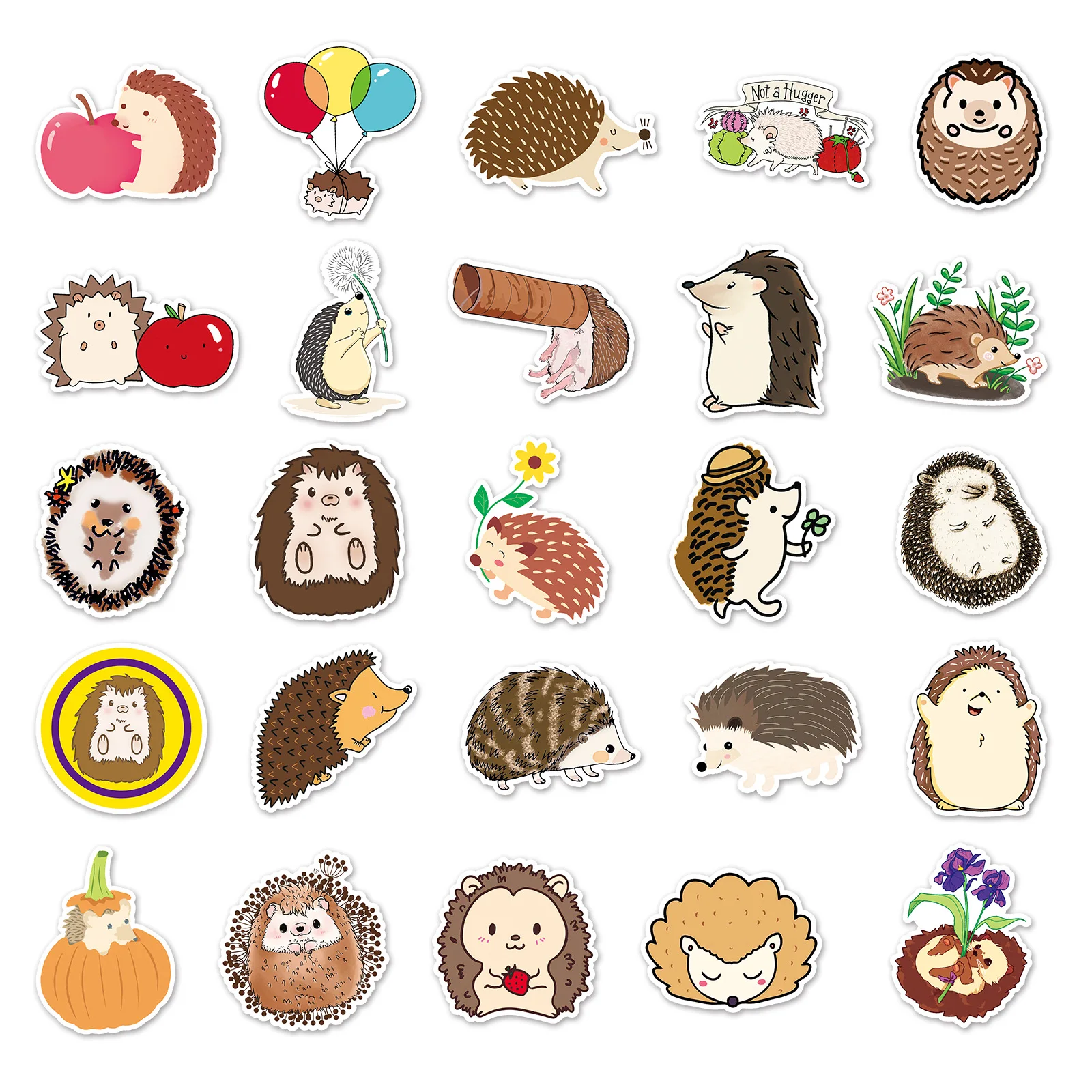 50pcs Cute Hedgehog Stickers Guitar Ipad Helmet Phone Case Cartoon Animal Sticker DIY Scrapbooking Supplies Journal Accessories