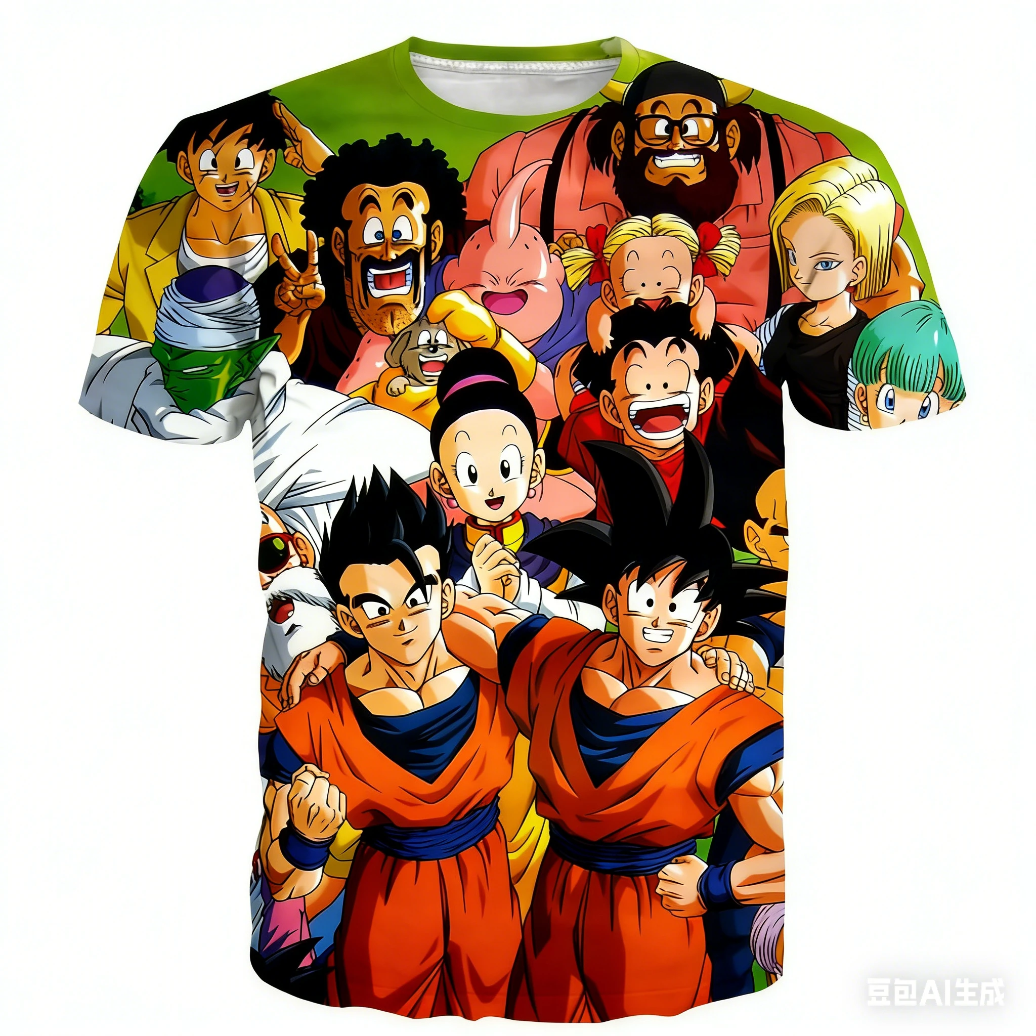 

Japanese Anime Dragon Ball Z All Characters Happy and Friendly Together Manga Printed T-Shirt Kids Adults Cosplay Tops Clothing