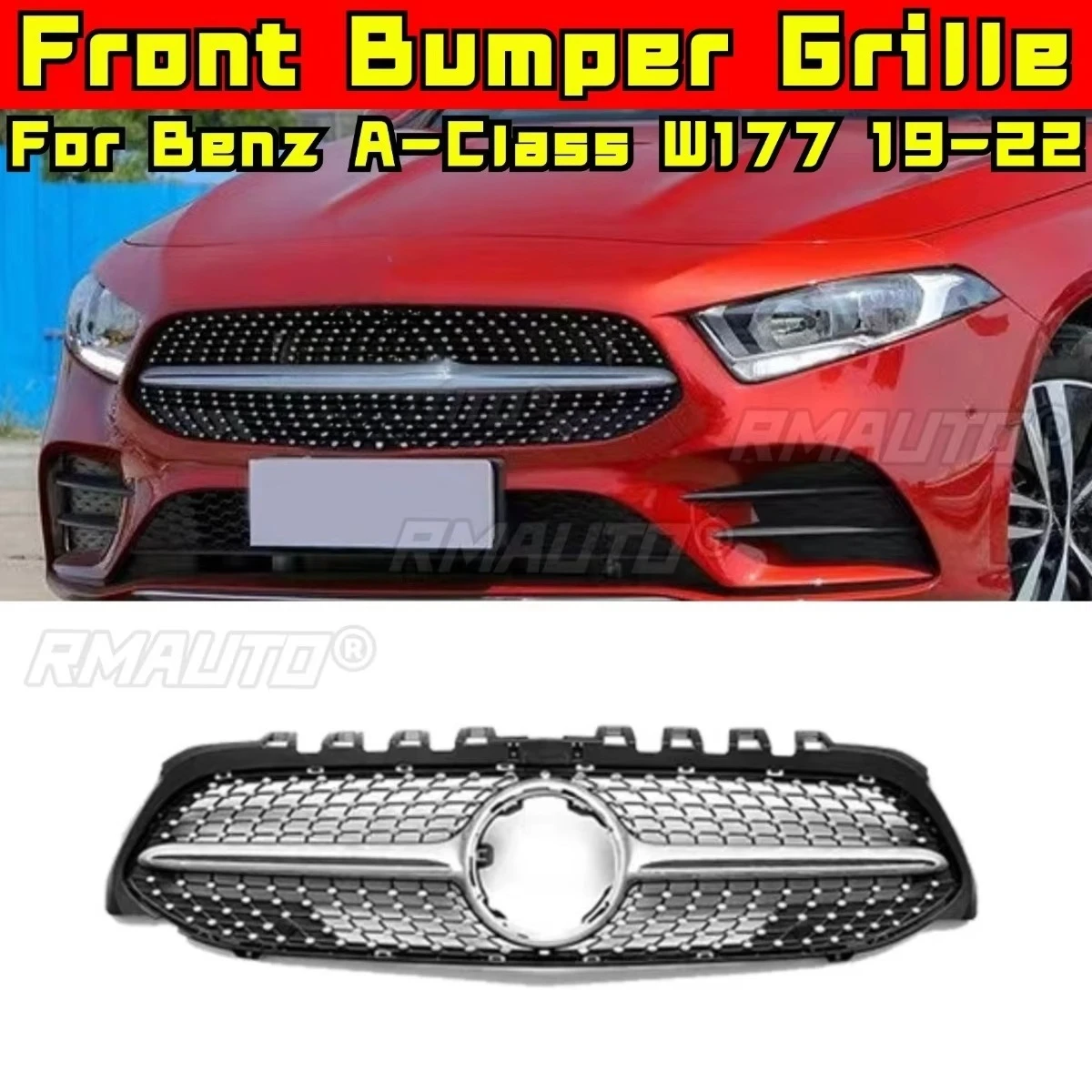 

Car Bumper Grill Decorative Strips Racing Grille Body Kit Front Bumper Grill For Mercedes Benz A-Class W177 2019-2022 Exterior