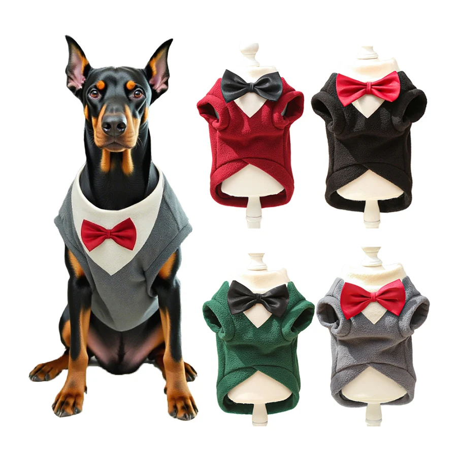 

Dog Fleece Costume Sweatshirt , Dogs Tuxedo Wedding Party Suit, Prince Bow Tie Shirt Formal Pet Wedding Attire for Large Dogs