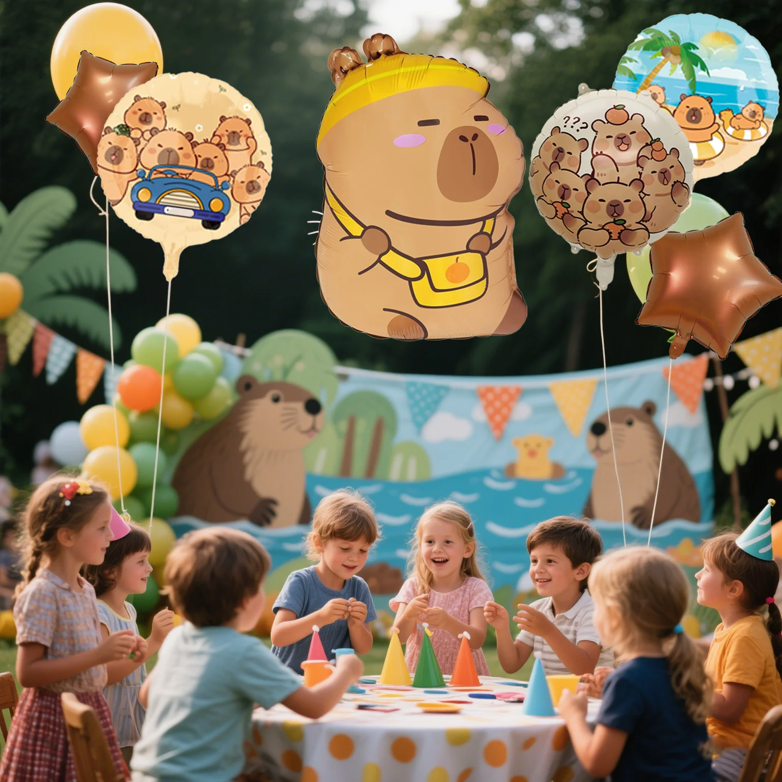 5 Stück Capybara-Folienballons, Capybara-Thema, Gastgeschenke für Kinder, alles Gute zum Geburtstag, Party-Dekoration, Babyparty, Capybara-Party-Dekorationen – Detail 6