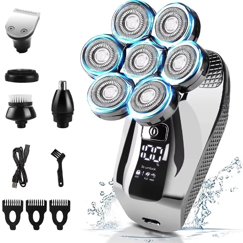 Head Shavers for Men 7D, Cordless Bald Head Shaver Wet&Dry Waterproof Electric Razor for Men with LED Display Grooming Kit