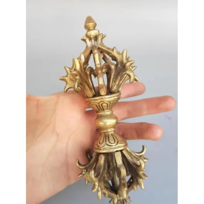Exquisite Chinese Brass Buddhism Vajry Pestle Exorcism Instrument Dharma-vessel view 2