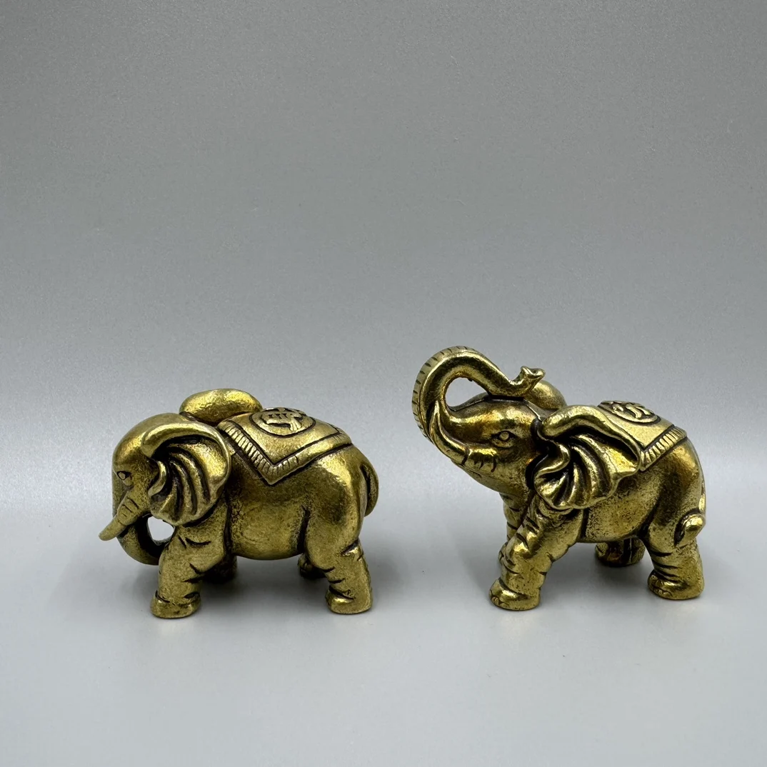 Pure copper solid elephant home decoration, Feng Shui Town, Wangcai Nafu, buy one get one free