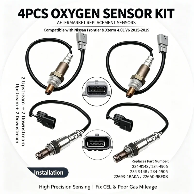 4Pcs O2 Oxygen Sensor Kit 234-9148 234-4906 For Nissan Frontier Xterra 4.0L V6 2015-2019 Replaces 22693-4BA0A 226A0-9BF0B