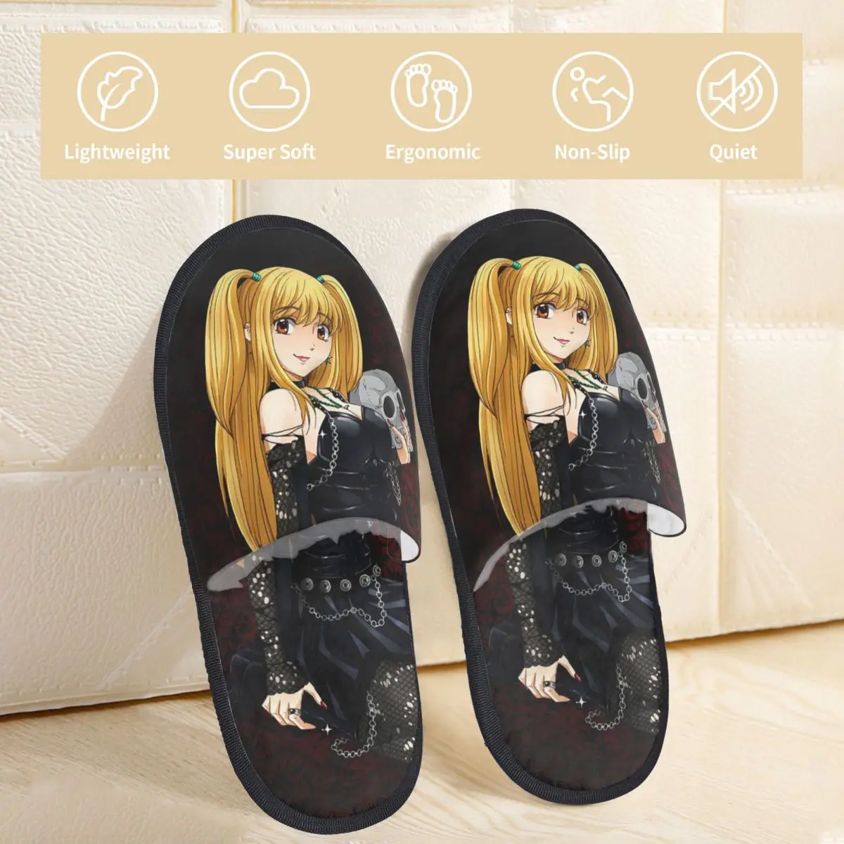 Winter Furry Slippers Death Note Accessories Household Fur Slippers Slides Indoor Anime Misa Amane Soft Non-slip Slides
