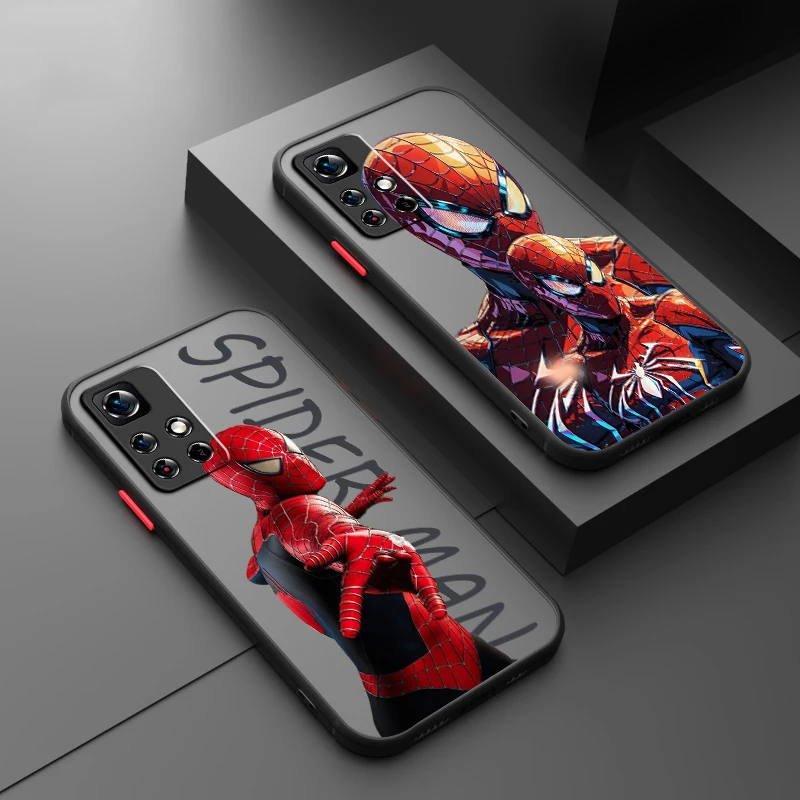 Spider-Man Unlimited Frosted Translucent For Redmi Note 13 12 12S 12T 11 11T 11E 10 10S 9 Pro Plus 5G Funda Phone Case