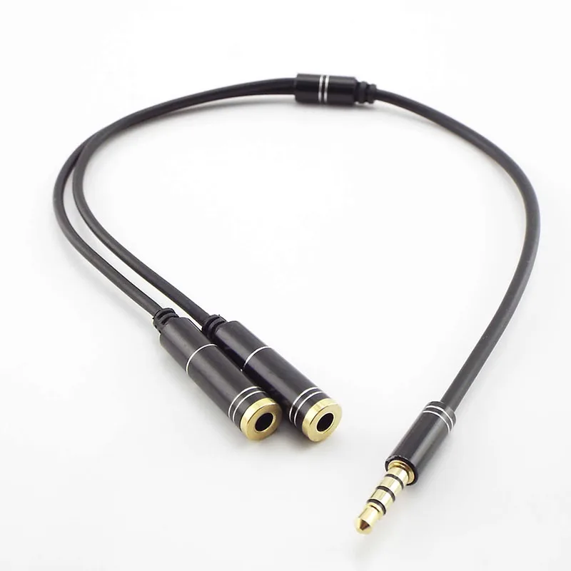 3.5mm Stereo Audio Cable Male to 2 Female Headset Mic Y Splitter Cable Adapter Mobile Phone Adapters Converters Connectors