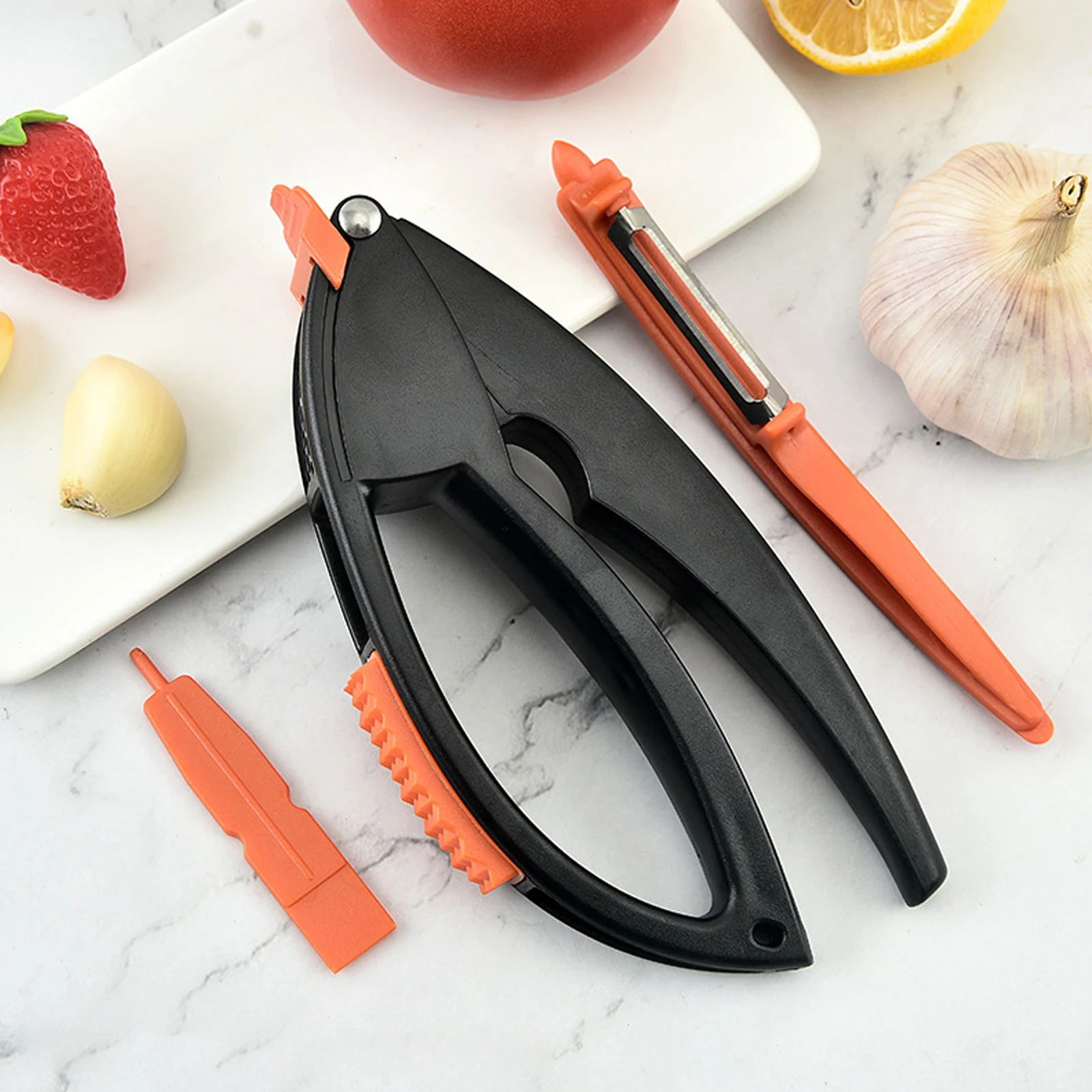 3 IN 1 Multifunctional Fruit Peeler Garlic Press Manual Garlic Press Household Garlic Cucumber Potato Rammer Kitchen Tools