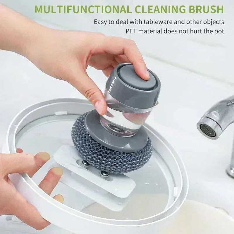 Kitchen Dish Bowl Cleaning Brush Soap Dispenser Liquid Pot Brush Sponge Dishwasher Brush Convenience Small Tools Accessories