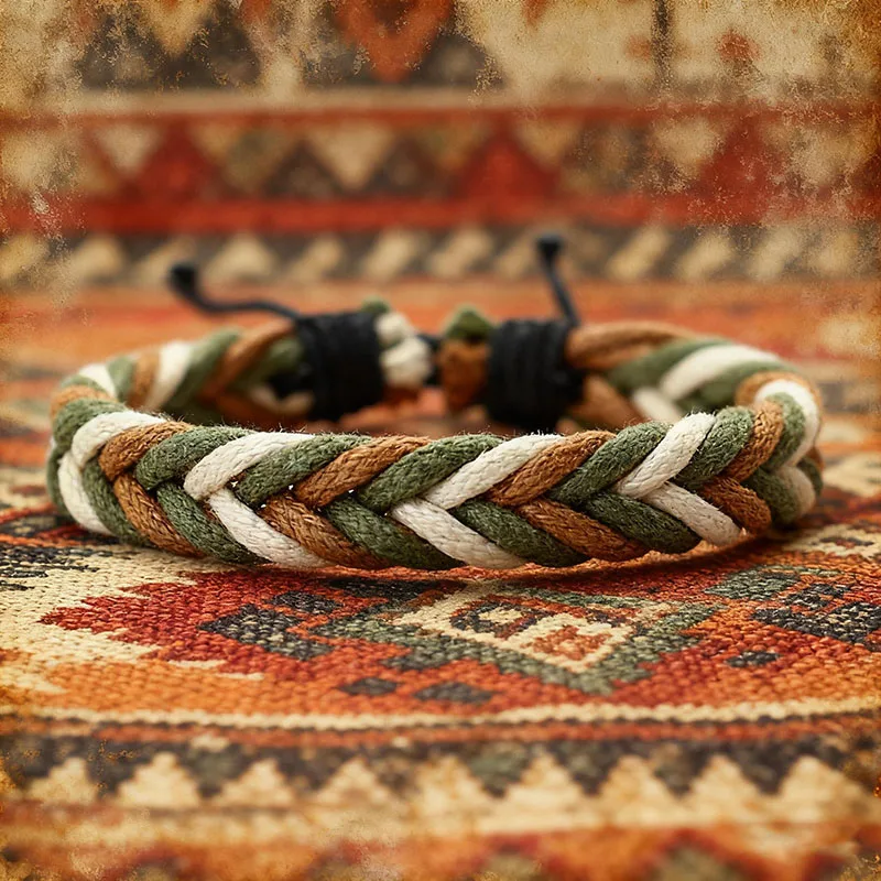 فريدة من نوعها اليدوية المنسوجة سوار للجنسين نمط العرقية قابل للتعديل مضفر التفاف سوار شارة مهرجان عادية زوجين الملحقات